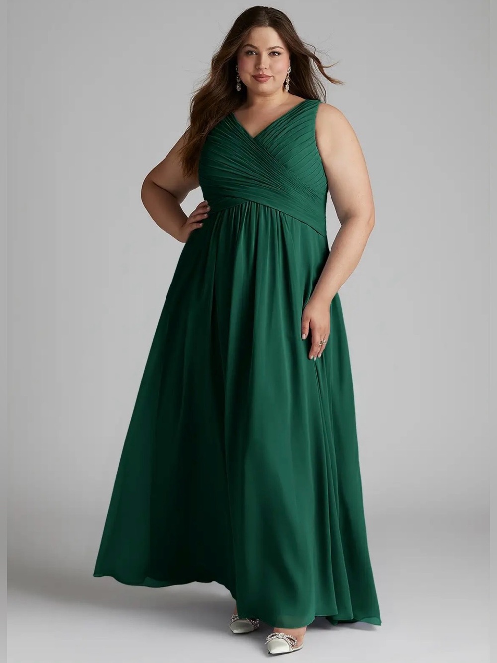 Azazie Flora Chiffon Bridesmaid Dress Emerald